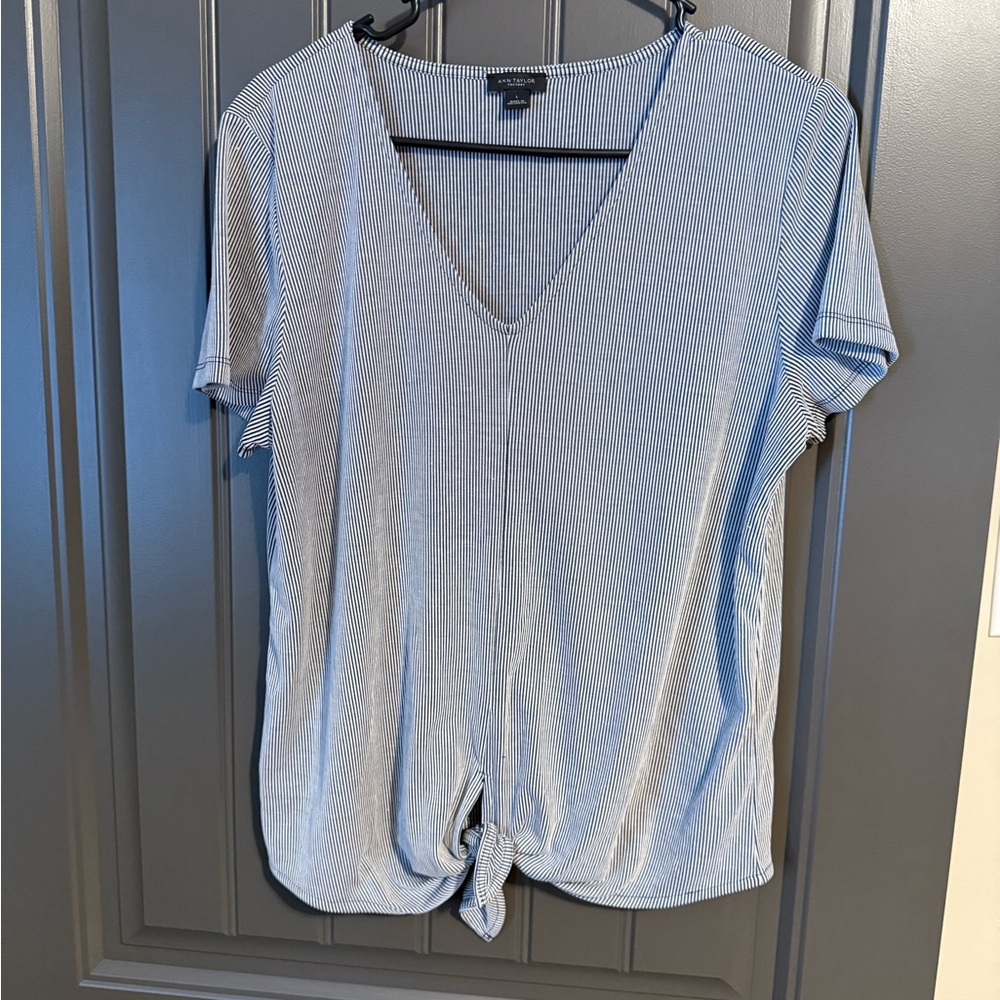 Ann Taylor v-neck tie shirt